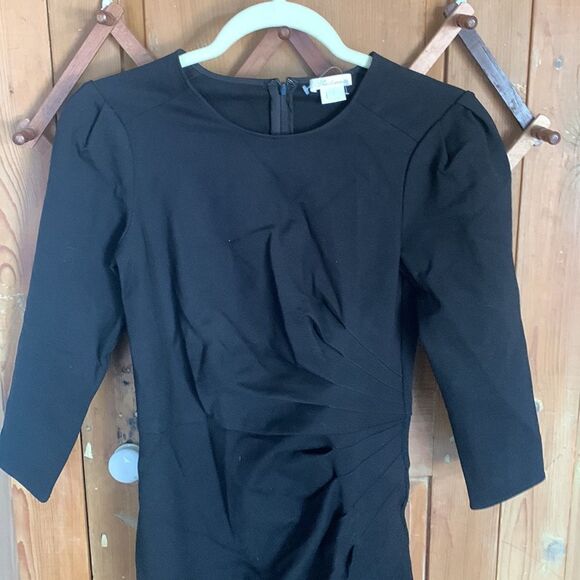 Shoshanna Ralph stretch crepe 3/4 sleeve runched midi dress - Picture 4 of 11